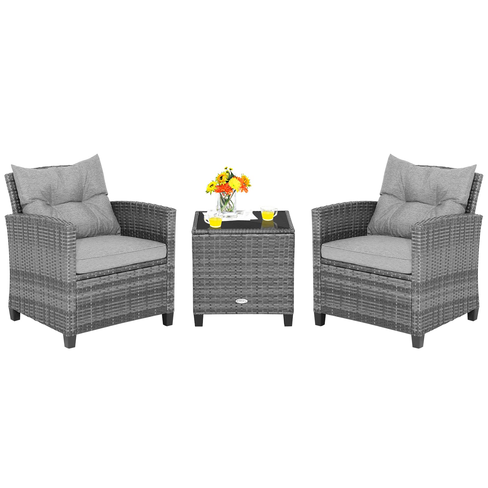 Tangkula Ensemble de mobilier de patio 3 pièces